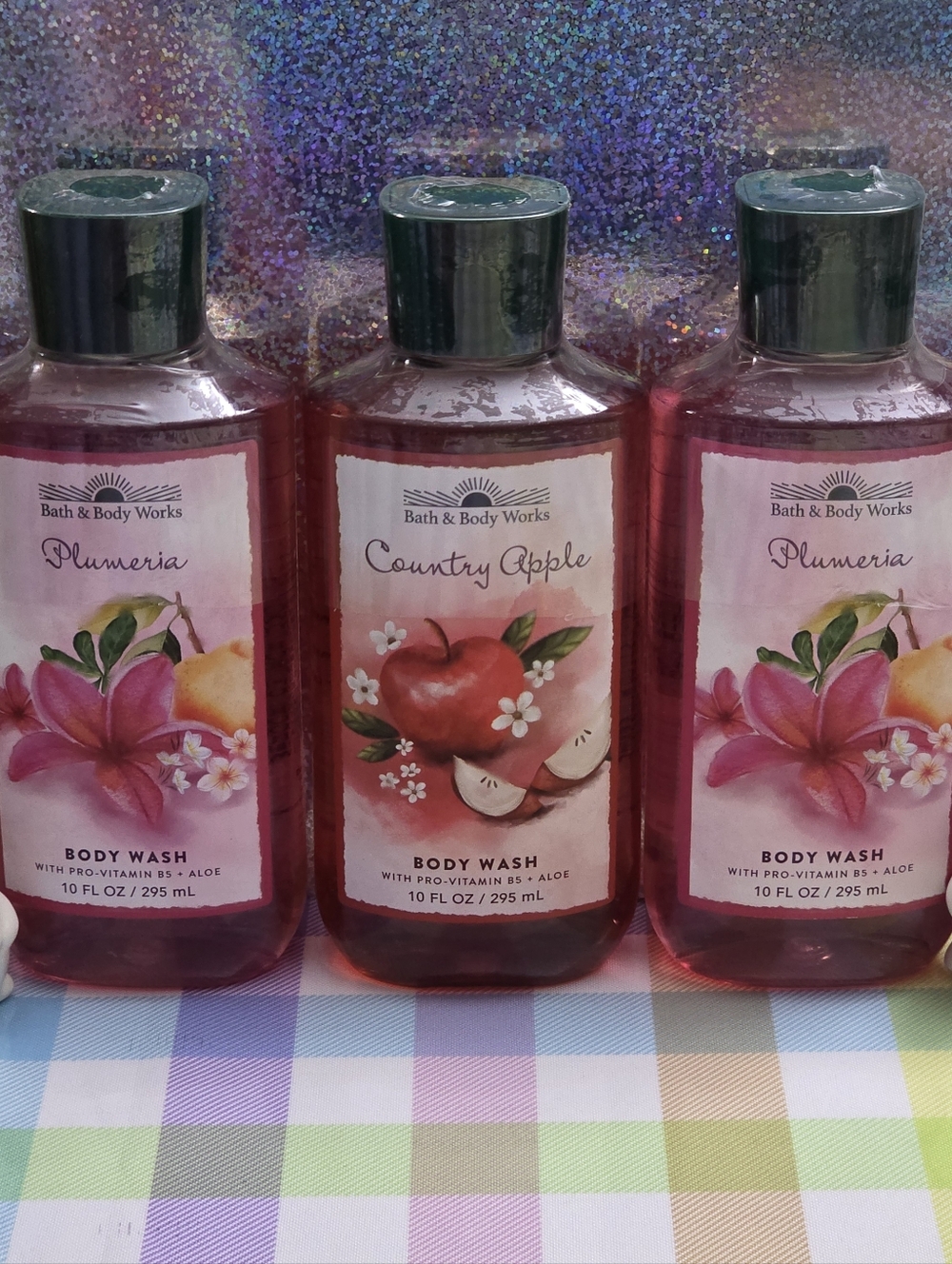 Bath & Body Works Plumeria & Country Apple 3pc Body Wash Set NEW